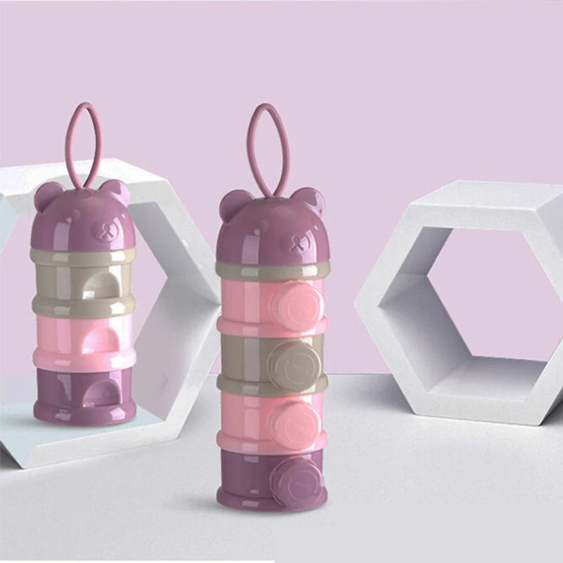 Portable 4-Layer Baby Milk Powder Dispenser – Compact & Leak-Proof Storage Box for Formula, Snacks & Toddler Meals